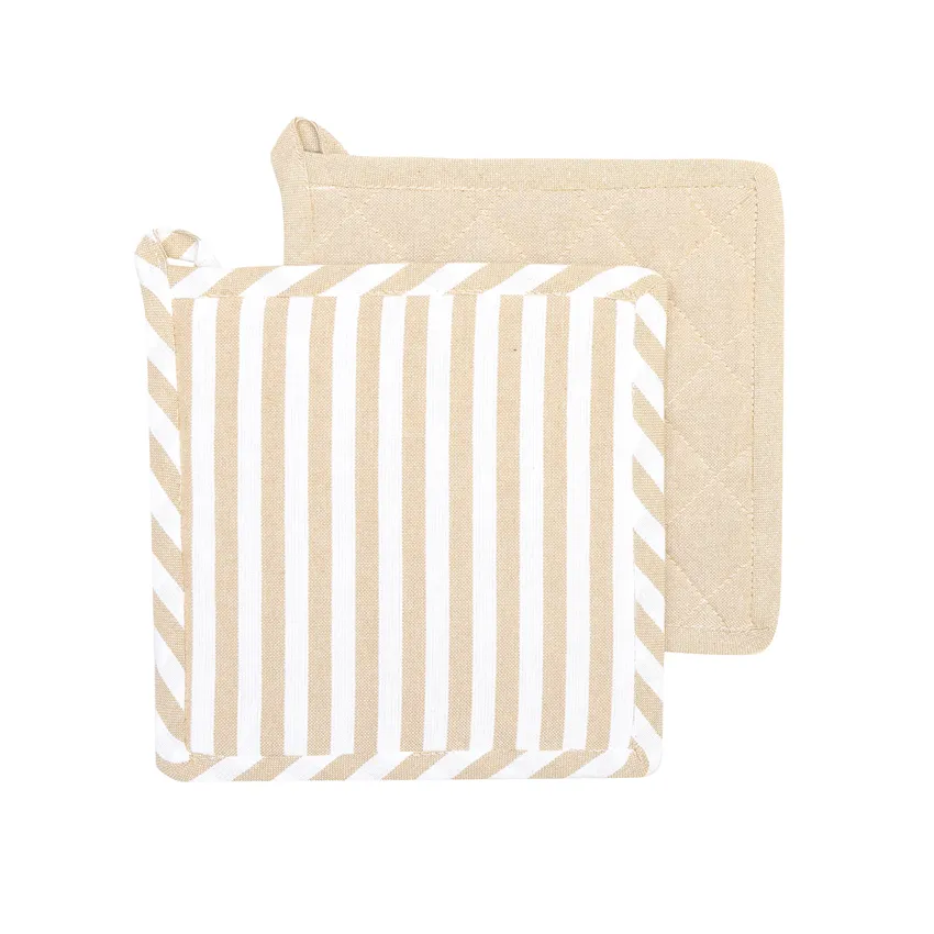 Återvunnen Grytlapp 2-pack Melker, Sand/Vit