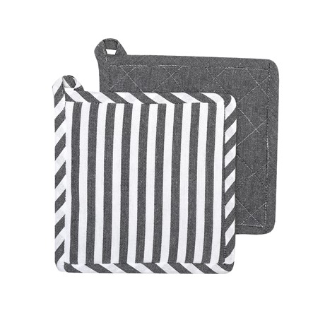 Återvunnen Grytlapp 2-pack Melker, Mörkgrå/Vit
