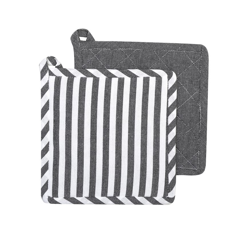 Återvunnen Grytlapp 2-pack Melker, Mörkgrå/Vit