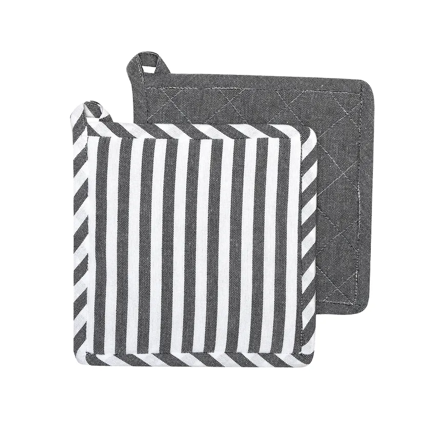 Återvunnen Grytlapp 2-pack Melker, Mörkgrå/Vit