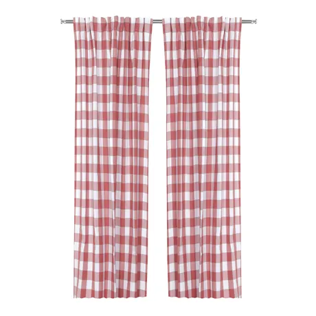 Återvunnen Gardinlängd 2-pack Ted, Rosa/Vit