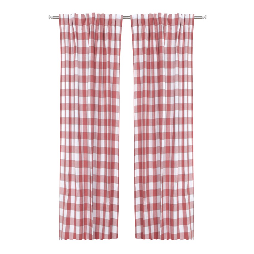 Återvunnen Gardinlängd 2-pack Ted, Rosa/Vit