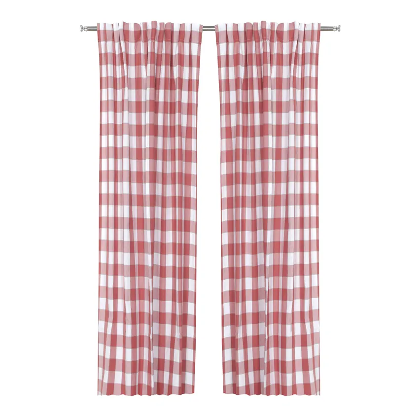 Återvunnen Gardinlängd 2-pack Ted, Rosa/Vit