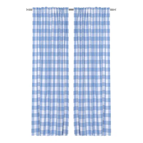 Återvunnen Gardinlängd 2-pack Ted, Ljusblå/Vit