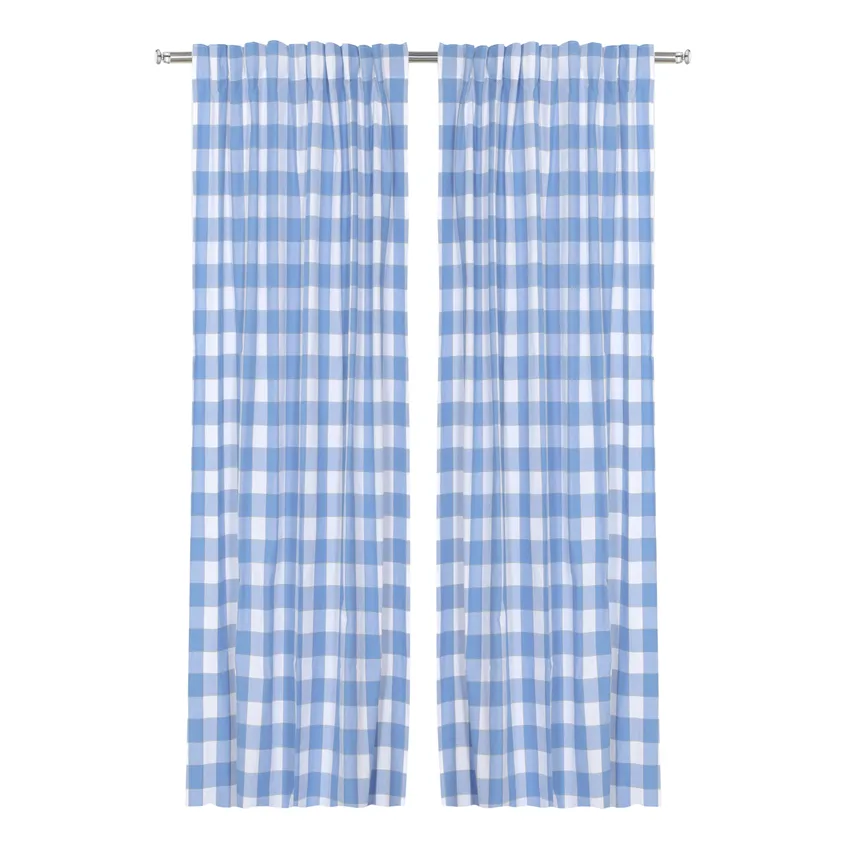 Återvunnen Gardinlängd 2-pack Ted, Ljusblå/Vit