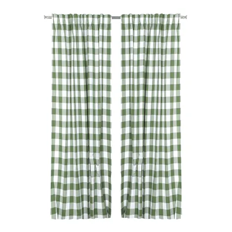 Återvunnen Gardinlängd 2-pack Ted, Grön/Vit