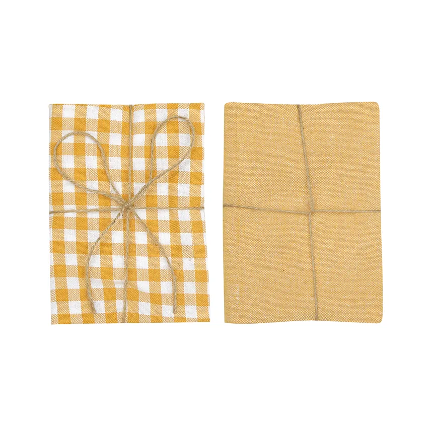 Återvunnen Kökshandduk 2-pack Bella, Gul/Vit