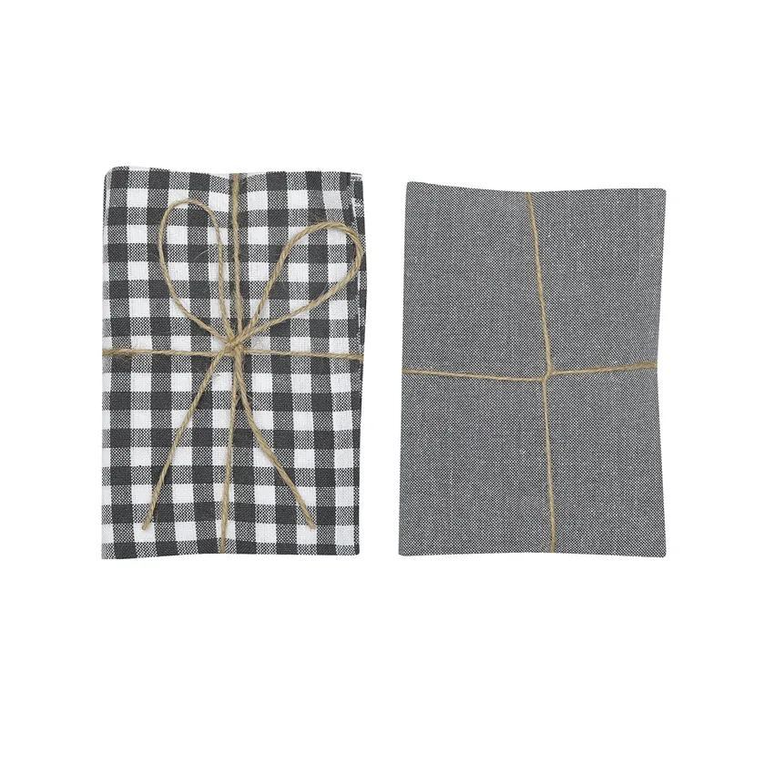 Återvunnen Kökshandduk 2-pack Bella, Mörkgrå/Vit