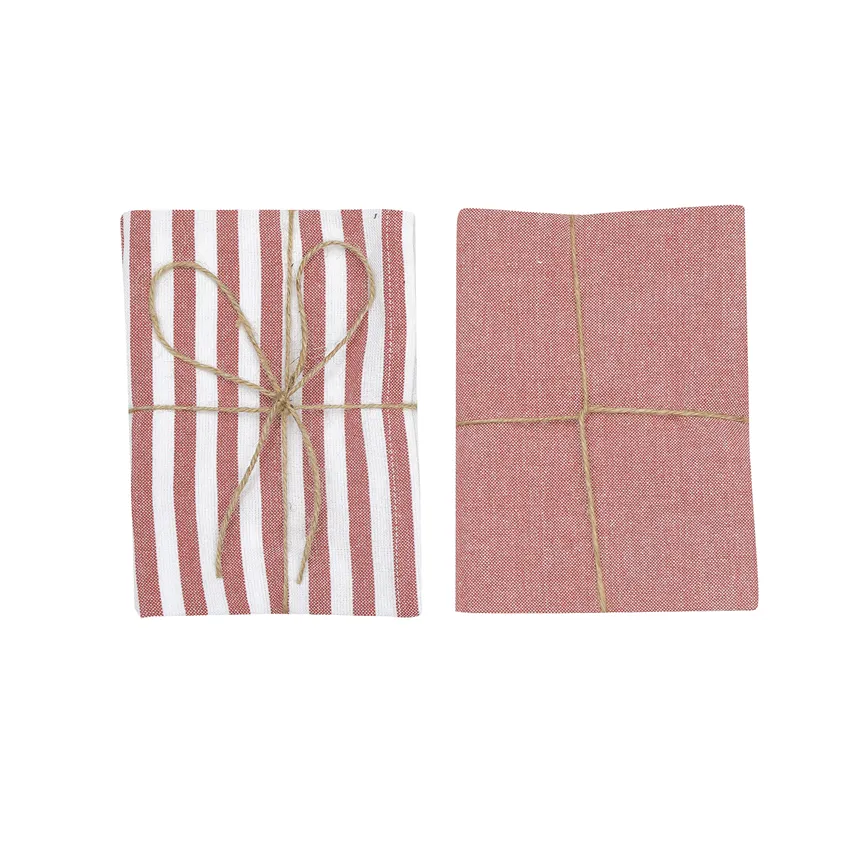 Återvunnen Kökshandduk 2-pack Melker, Rosa/Vit