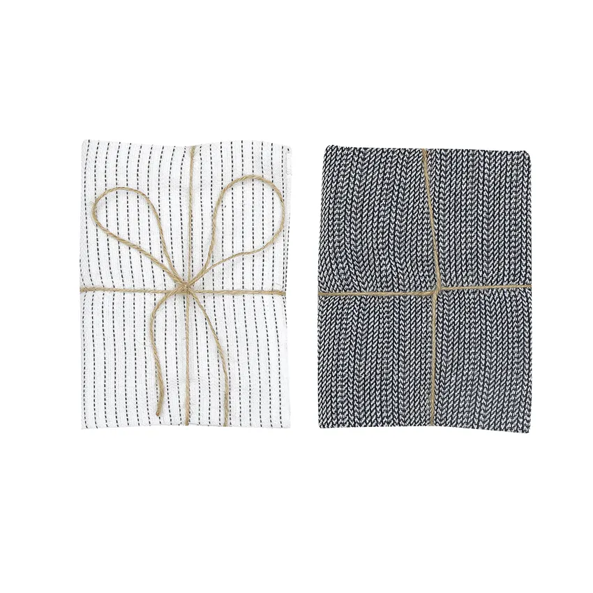 Återvunnen Kökshandduk 2-pack Bianca, Mörkgrå/Vit