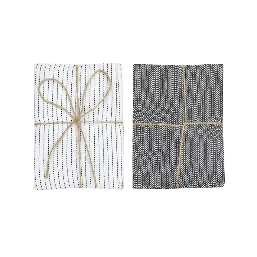 Återvunnen Kökshandduk 2-pack Bianca, Marinblå/Vit