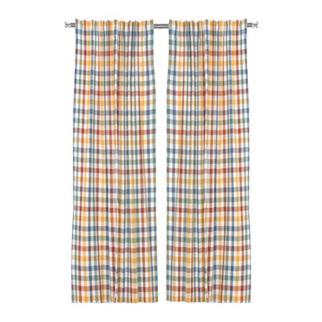 Återvunnen Gardinlängd 2-pack Ruth, Grön/Rost/Beige