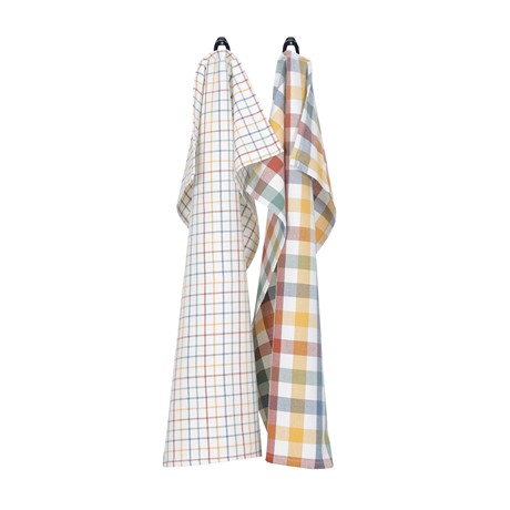 Återvunnen Kökshandduk 2-pack Ruth, Grön/Rost/Beige