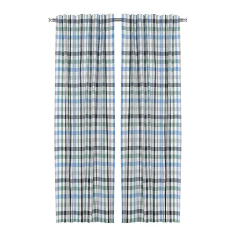 Återvunnen Gardinlängd 2-pack Ruth, Ljusblå/Grå/Beige