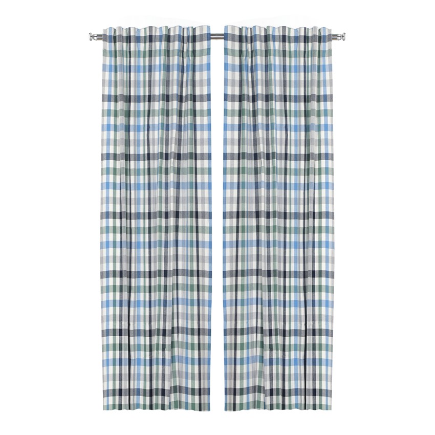 Återvunnen Gardinlängd 2-pack Ruth, Ljusblå/Grå/Beige