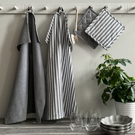 Återvunnen Grytlapp 2-pack Melker, Mörkgrå/Vit