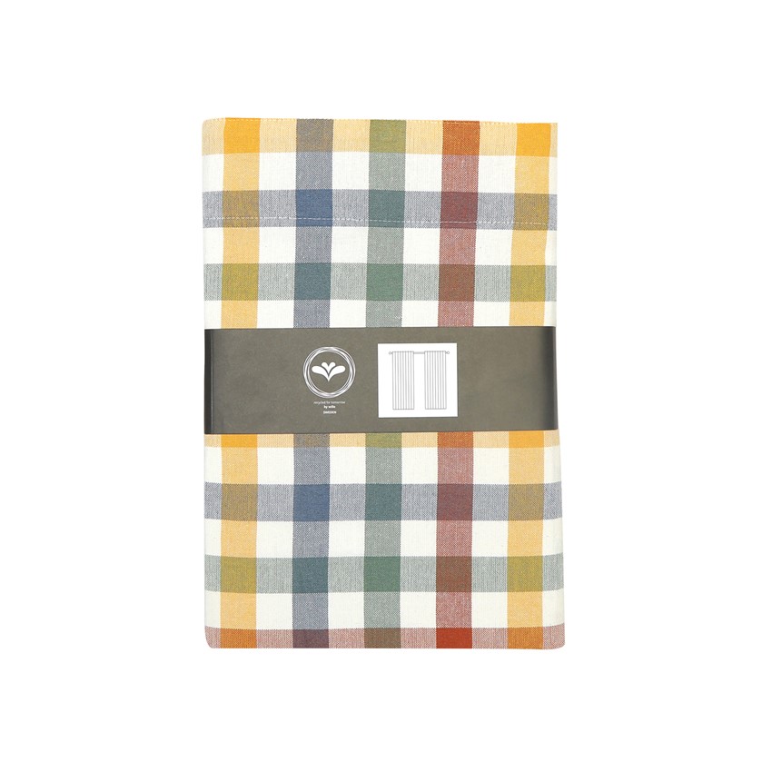 Återvunnen Gardinlängd 2-pack Ruth, Grön/Rost/Beige