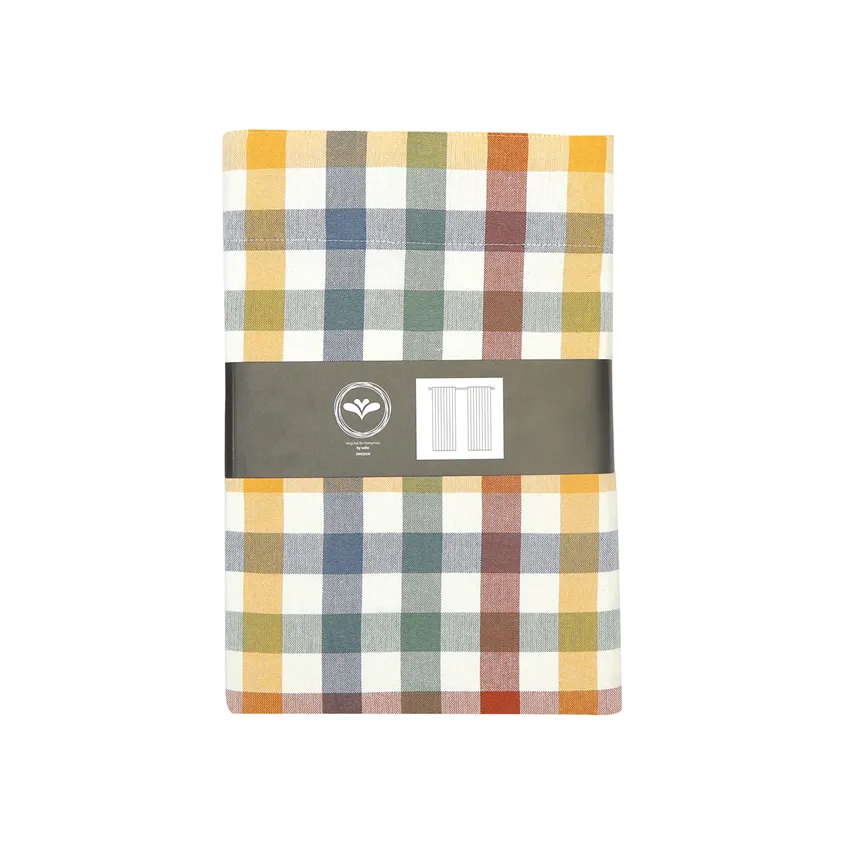 Återvunnen Gardinlängd 2-pack Ruth, Grön/Rost/Beige