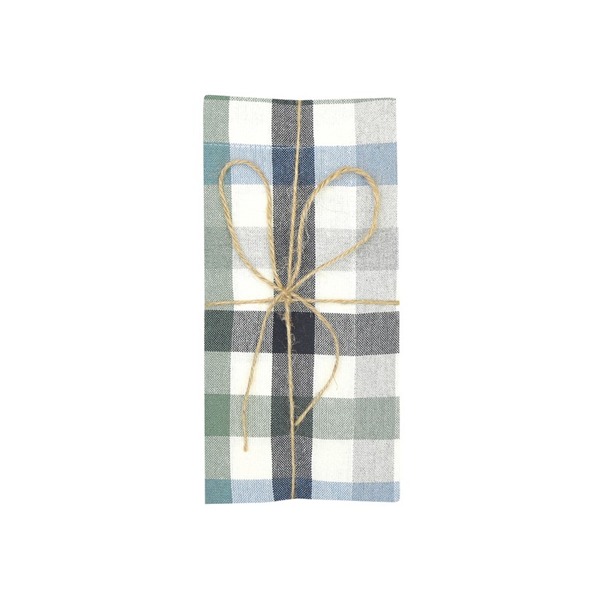 Återvunnen Servett 2-pack Ruth, Ljusblå/Grå/Beige