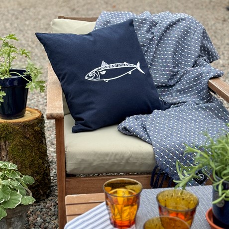 Återvunnet Kuddfodral Makrill, Marinblå