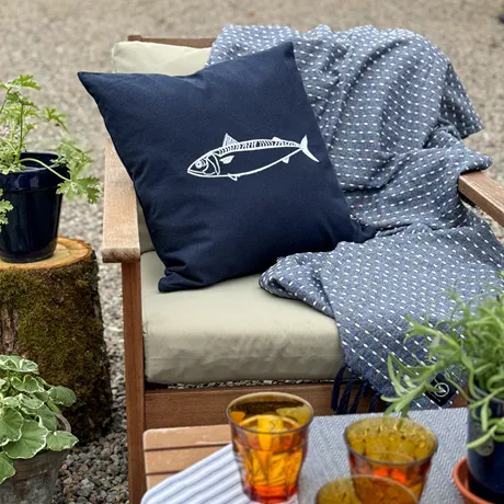 Återvunnet Kuddfodral Makrill, Marinblå