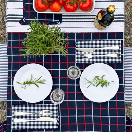 Återvunnen Servett 2-pack Bella, Marinblå/Vit