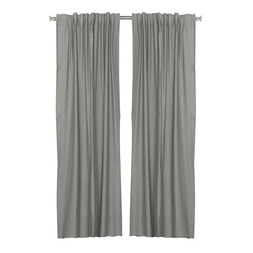Återvunnen Gardinlängd 2-pack Elin, Olivgrön/Beige