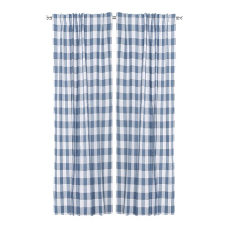Återvunnen Gardinlängd 2-pack Ted, Gråblå/Linne/Vit