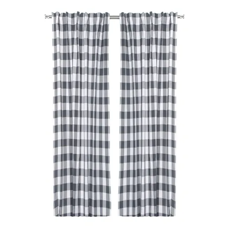 Återvunnen Gardinlängd 2-pack Ted, Mörkgrå/Sand/Vit