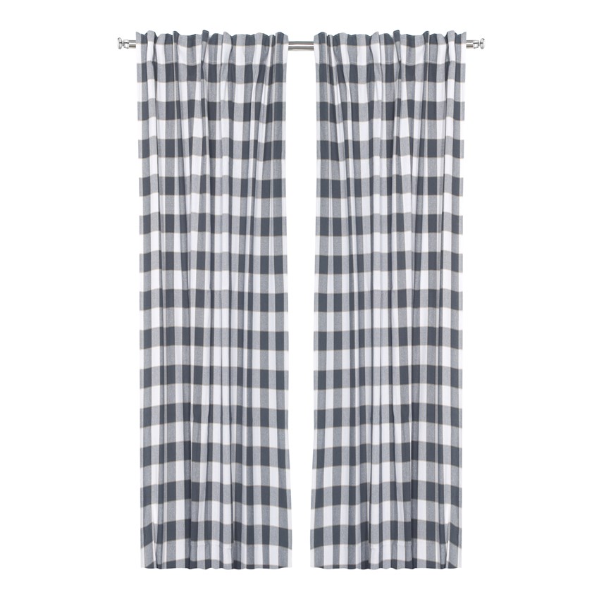 Återvunnen Gardinlängd 2-pack Ted, Mörkgrå/Sand/Vit