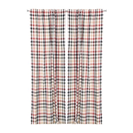 Återvunnen Gardinlängd 2-pack Ruth, Olivgrön/Svart/Rost