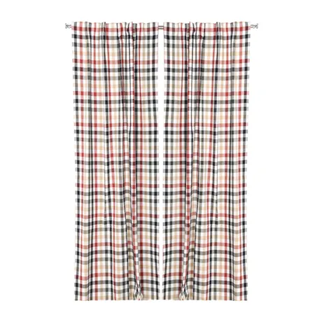 Återvunnen Gardinlängd 2-pack Ruth, Olivgrön/Svart/Rost