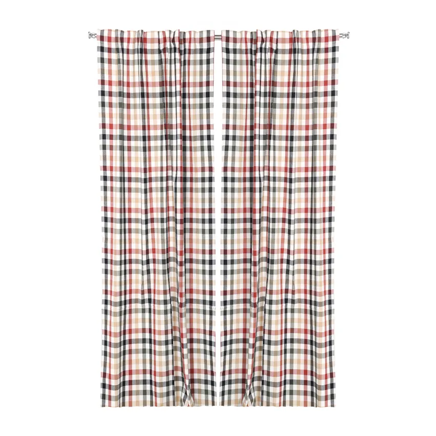 Återvunnen Gardinlängd 2-pack Ruth, Olivgrön/Svart/Rost