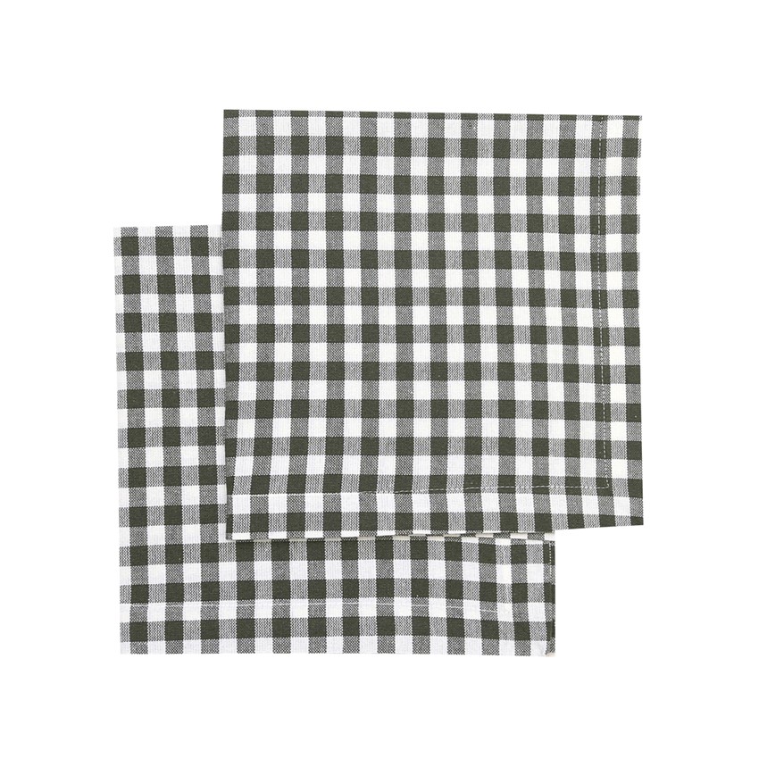 Återvunnen Servett 2-pack Bella, Olivgrön/Beige