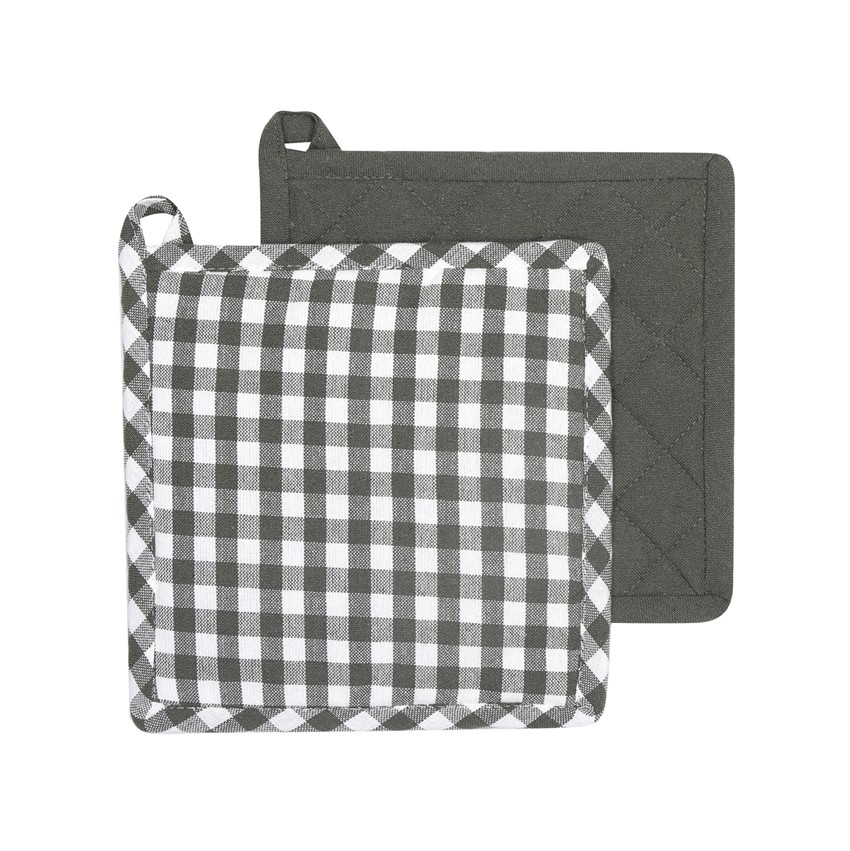 Återvunnen Grytlapp 2-pack Bella, Olivgrön/Beige