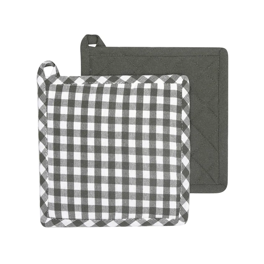 Återvunnen Grytlapp 2-pack Bella, Olivgrön/Beige