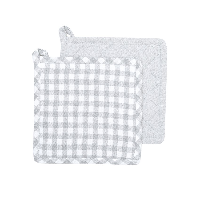 Återvunnen Grytlapp 2-pack Bella, Ljusgrå/Vit