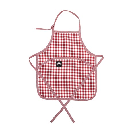 Återvunnet Barnförkläde Bella, Mörkröd/Beige