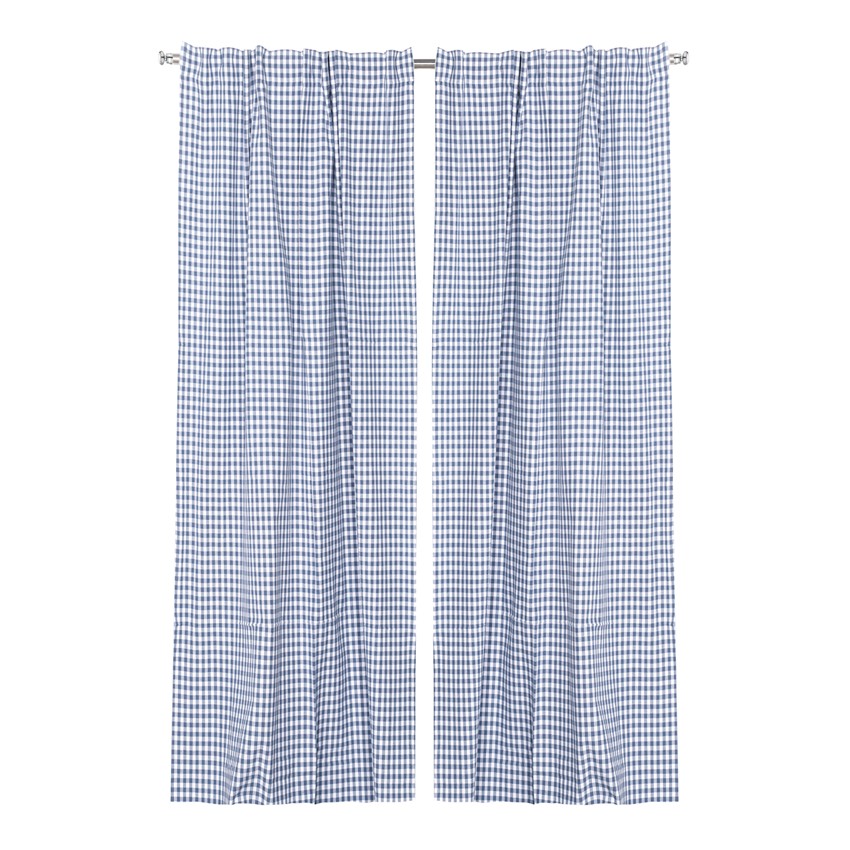 Återvunnen Gardinlängd 2-pack Bella, Gråblå/Vit