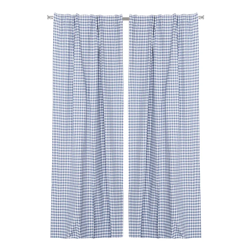 Återvunnen Gardinlängd 2-pack Bella, Gråblå/Vit