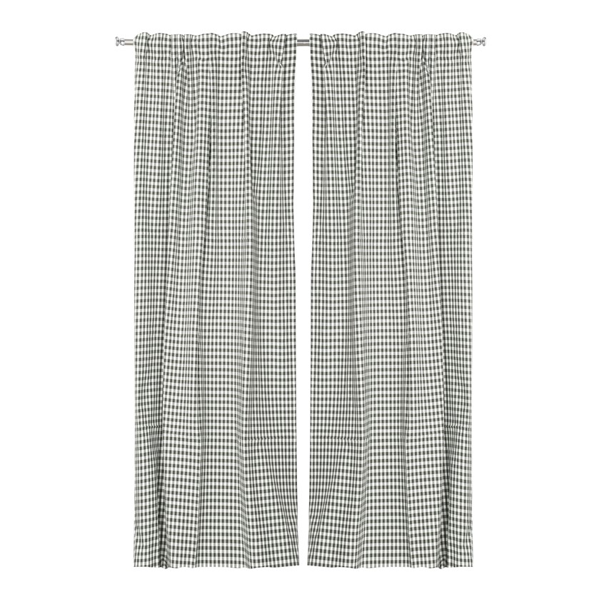 Återvunnen Gardinlängd 2-pack Bella, Olivgrön/Beige