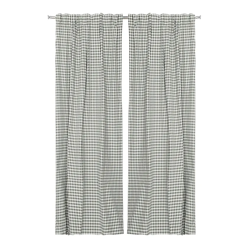 Återvunnen Gardinlängd 2-pack Bella, Olivgrön/Beige