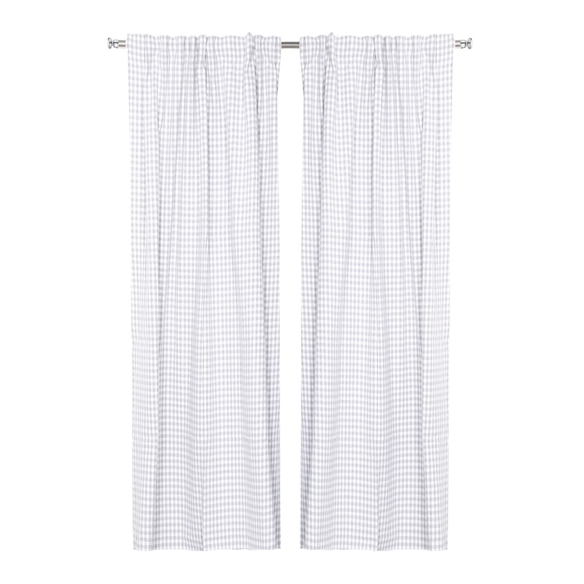 Återvunnen Gardinlängd 2-pack Bella, Ljusgrå/Vit