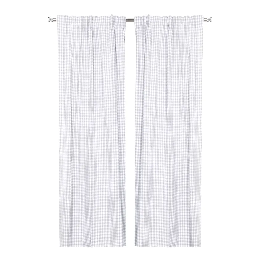 Återvunnen Gardinlängd 2-pack Bella, Ljusgrå/Vit