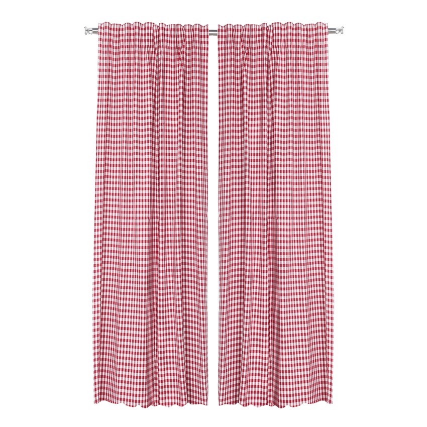 Återvunnen Gardinlängd 2-pack Bella, Mörkröd/Beige
