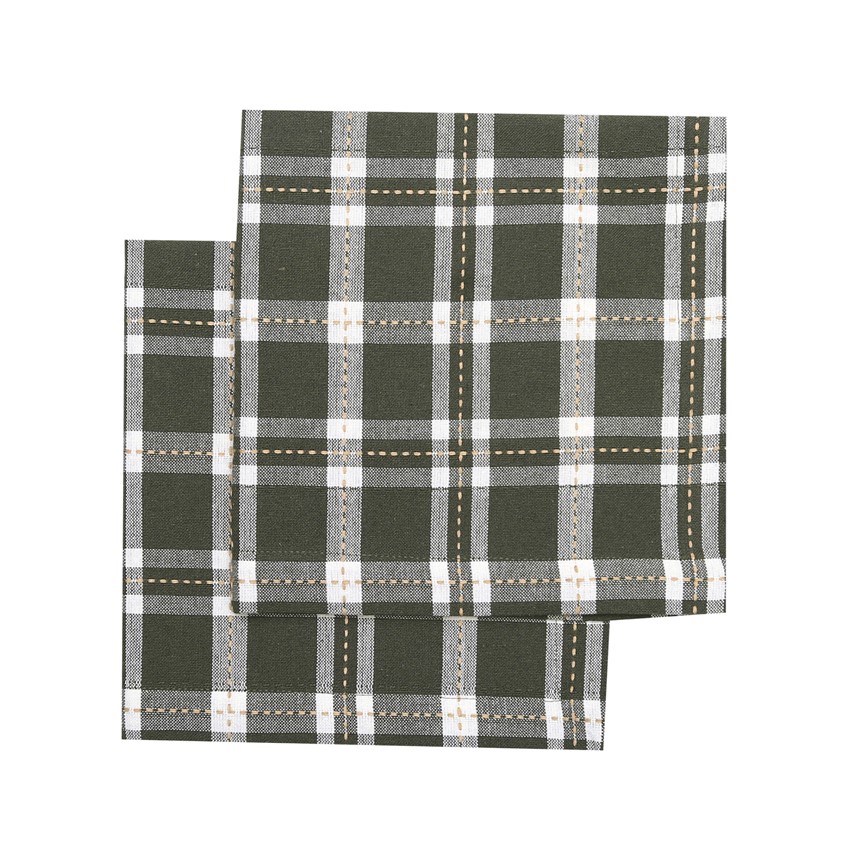 Återvunnen Servett 2-pack Ann, Olivgrön/Sand/Beige