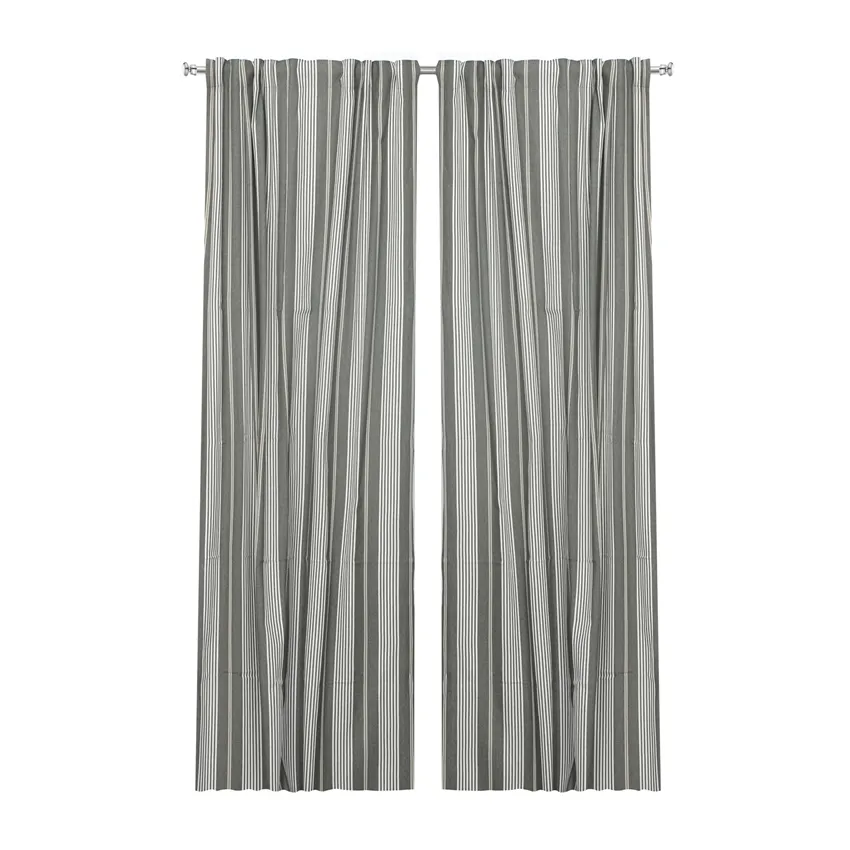 Återvunnen Gardinlängd 2-pack Hampus, Olivgrön/Linne
