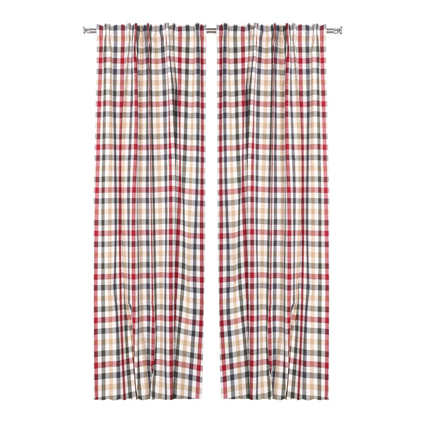 Återvunnen Gardinlängd 2-pack Ruth, Mörkröd/Olivgrön/Mörkgrå