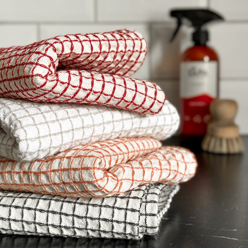 Återvunnen Kökshandduk Freddy, Beige/Mörkgrå